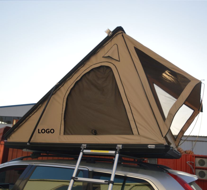 Bruine rts hard aluminium dak tent voor auto gemaakt met behulp van zwart stof Canvas